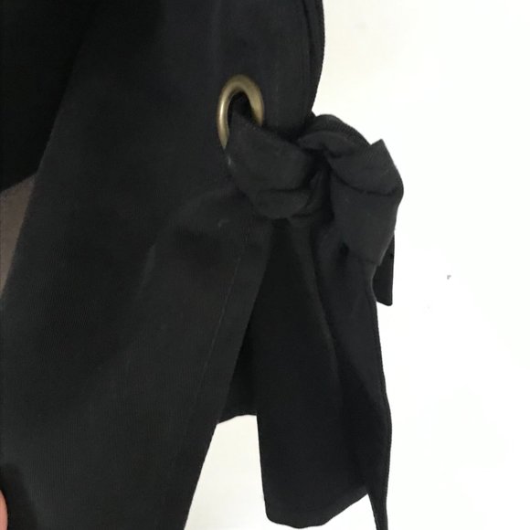 Three Dots Black Tencel Button Down Grommet Tie Wrist Blouse Sz S - Picture 7 of 9